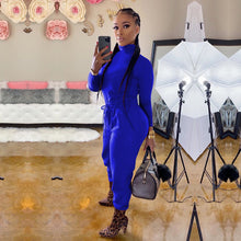 Load image into Gallery viewer, Solid color high collar casual two-piece suit(AY1422)