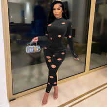 Load image into Gallery viewer, Hole solid color bright velvet two-piece suit(AY1548)