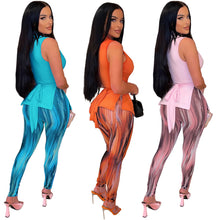 Load image into Gallery viewer, Sexy Cutout Top Print Trousers Two Piece Set(AY1797)