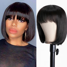 Load image into Gallery viewer, Human hair bob bangs natural wig(AH5038)