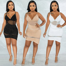 Load image into Gallery viewer, Sexy V-Neck See-Through Rhinestone Sling Dress(AY1812)