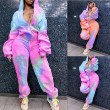 Load image into Gallery viewer, Tie-dye printed hooded sports two-piece suit(AY1306)