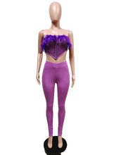 Load image into Gallery viewer, Sexy feather tube top two piece set(AY1970)