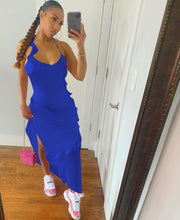 Load image into Gallery viewer, Solid color ruffled pleated dress