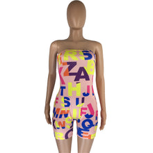 Load image into Gallery viewer, Hot stretch tube top letter print jumpsuit AY1121