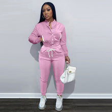 Load image into Gallery viewer, Solid color jacket plus fleece sweater suit(AY1518)