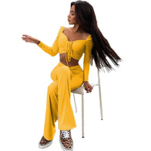 Load image into Gallery viewer, Fashion Square Neck T-Shirt Pants Set