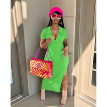 Load image into Gallery viewer, Sexy solid color pit strip long dress(AY1819)