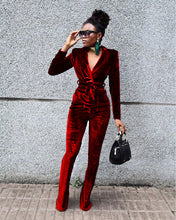 Load image into Gallery viewer, Solid color small suit flared pants suit(AY1390)