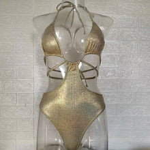 Load image into Gallery viewer, Gold One Piece Bikini One Piece Swimsuit(AY1745)