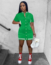 Load image into Gallery viewer, Women's short sleeve button baseball dress AY1922
