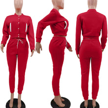 Load image into Gallery viewer, Solid color jacket plus fleece sweater suit(AY1518)