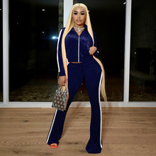 Load image into Gallery viewer, Fashion ribbed color-block flared pants suit(AY1309)