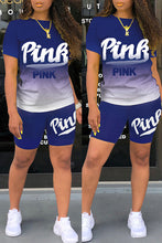 Load image into Gallery viewer, Letter gradient short sleeve shorts suit AY1161