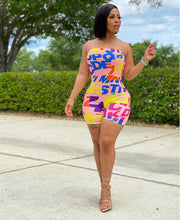 Load image into Gallery viewer, Hot stretch tube top letter print jumpsuit AY1121