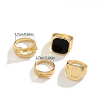 Load image into Gallery viewer, Personality Rhinestone Letter Chain Ring Set(AE4088)