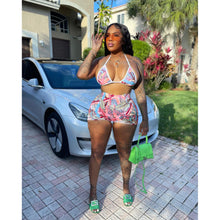 Load image into Gallery viewer, Printed Swimwear Hot Pants Shorts Three Piece Set(AY1852)