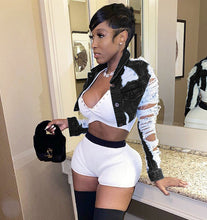 Load image into Gallery viewer, Personality ripped denim short jacket(AY1444)