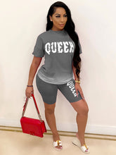 Load image into Gallery viewer, Letter gradient short sleeve shorts suit AY1160