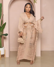 Load image into Gallery viewer, Fashion knitted hollow out long sleeved skirt set（AY2991
