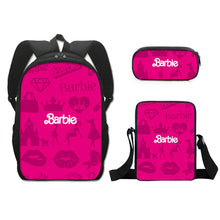 Load image into Gallery viewer, Barbie printed backpack three piece set AB2135
