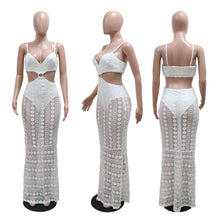 Load image into Gallery viewer, Sexy suspender V-neck lace see-through hip dress
