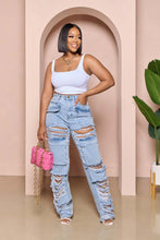 Load image into Gallery viewer, Wide leg torn jeans casual pants AY3153
