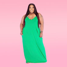 Load image into Gallery viewer, Plus solid color suspender floor dress AY1056
