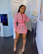 Load image into Gallery viewer, Threaded long sleeve hip skirt set
