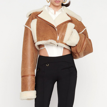 Load image into Gallery viewer, Personality short lapel motorcycle plush jacket（AY1532）
