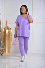 Load image into Gallery viewer, V Neck Solid Color Short Sleeve Two Piece Set（AY1840）
