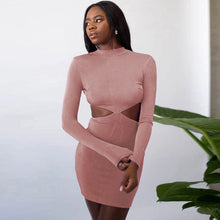 Load image into Gallery viewer, Sexy Halter Lace-up Long Sleeve Solid Color Dress（AY1263）
