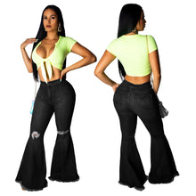 Load image into Gallery viewer, fashion all-match wide-leg denim flared pants（AY1300)

