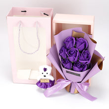 Load image into Gallery viewer, Valentine&#39;s Day 7 soap flower rose bouquet bear gift box（AE4086）
