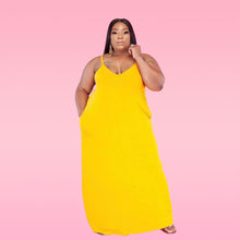 Load image into Gallery viewer, Plus solid color suspender floor dress AY1056
