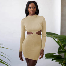 Load image into Gallery viewer, Sexy Halter Lace-up Long Sleeve Solid Color Dress（AY1263）
