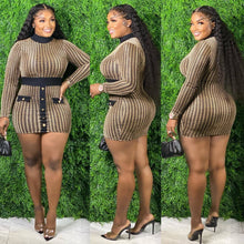 Load image into Gallery viewer, Sexy Plaid Gold Jacquard Slim Dress（AY1633）
