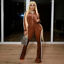 Load image into Gallery viewer, Fashion ribbed color-block flared pants suit（AY1309）
