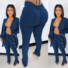 Load image into Gallery viewer, Fashion long-sleeved woolen jacket and trousers three-piece suit（AY1446）
