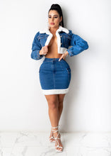 Load image into Gallery viewer, Fashion plush denim skirt two-piece suit（AY1474）
