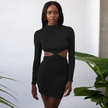 Load image into Gallery viewer, Sexy Halter Lace-up Long Sleeve Solid Color Dress（AY1263）
