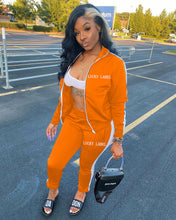 Load image into Gallery viewer, Letter embroidery zipper sports two-piece suit（AY1451
