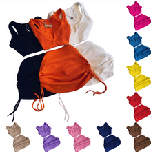 Load image into Gallery viewer, Sexy V-neck drawstring solid color dress set AY2763
