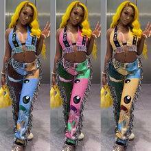Load image into Gallery viewer, Sexy Printed Fringe Two Piece Set（AY1824）
